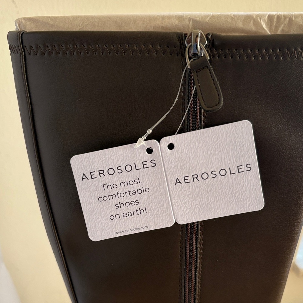 AEROSOLES Dark Brown Over-the-Knee Block Heel Boots - Picture 3 of 8